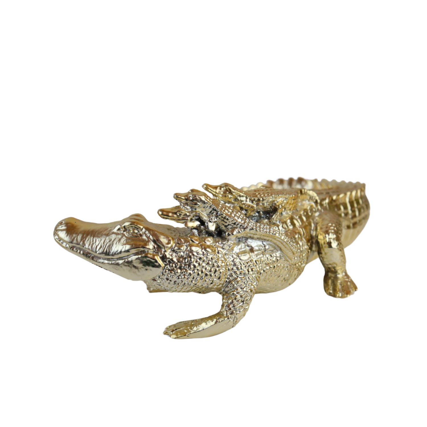 Crocodile figure, two pieces, gold and silver