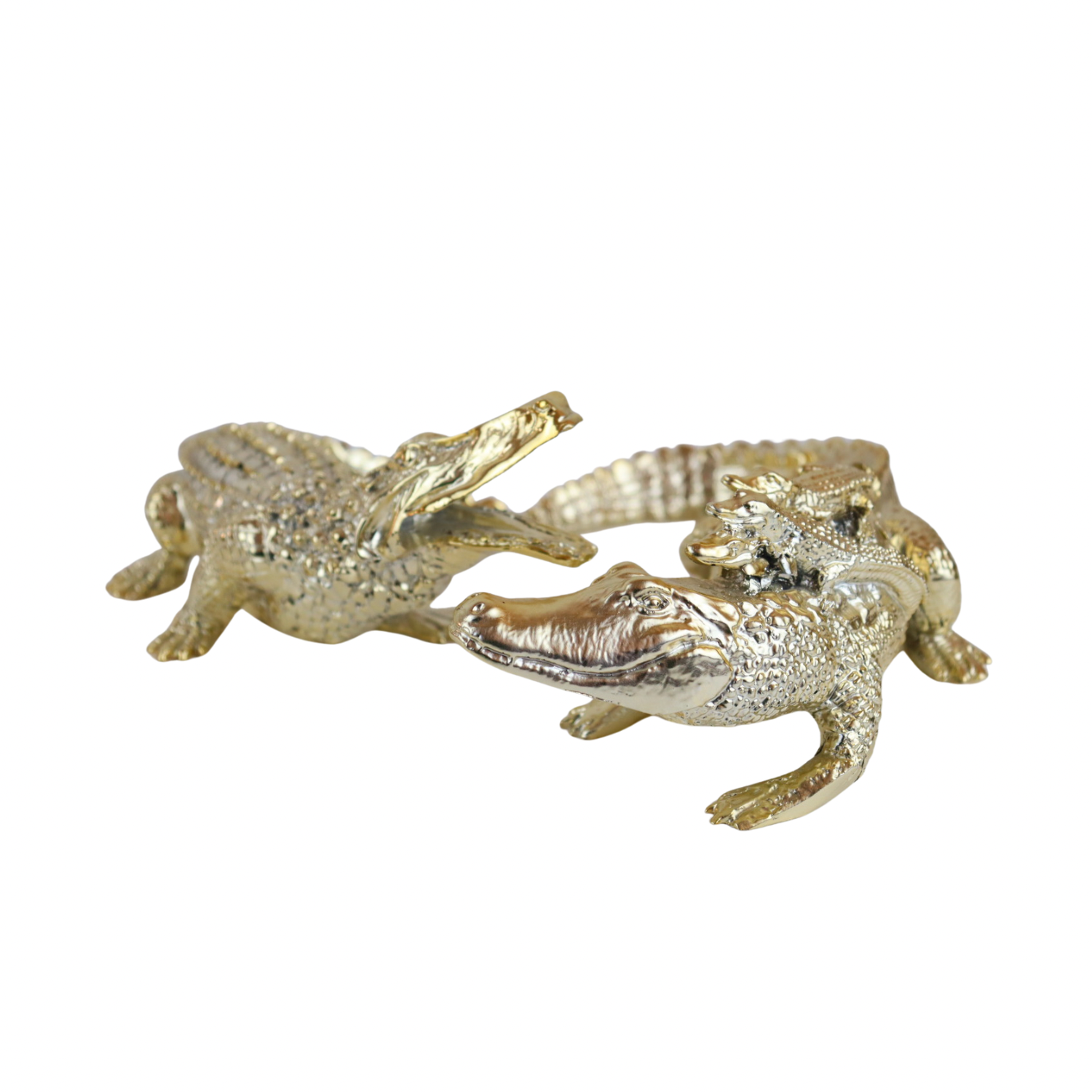 Crocodile figure, two pieces, gold and silver