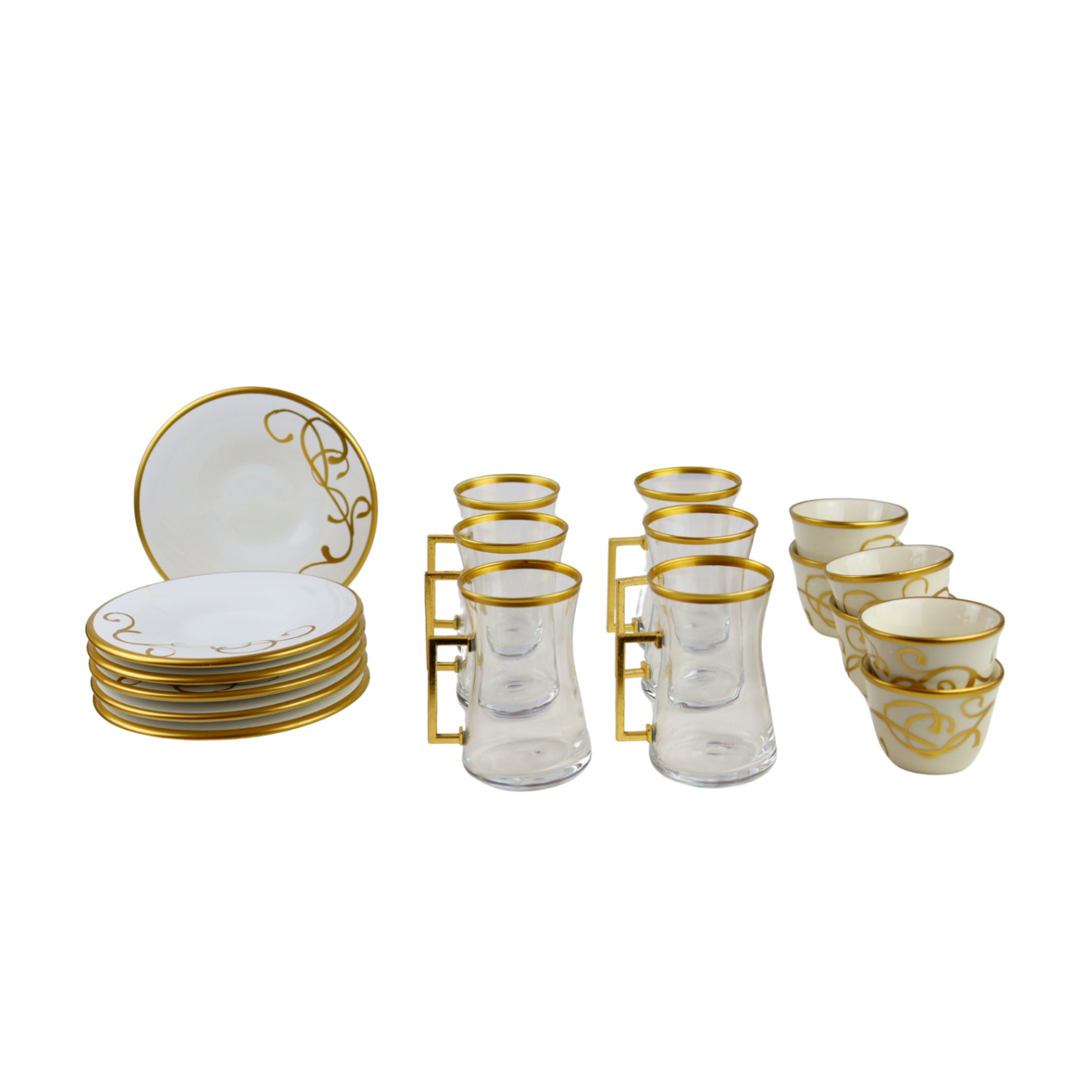 A set of 6-piece tea cups + 6 plates + 6 cups