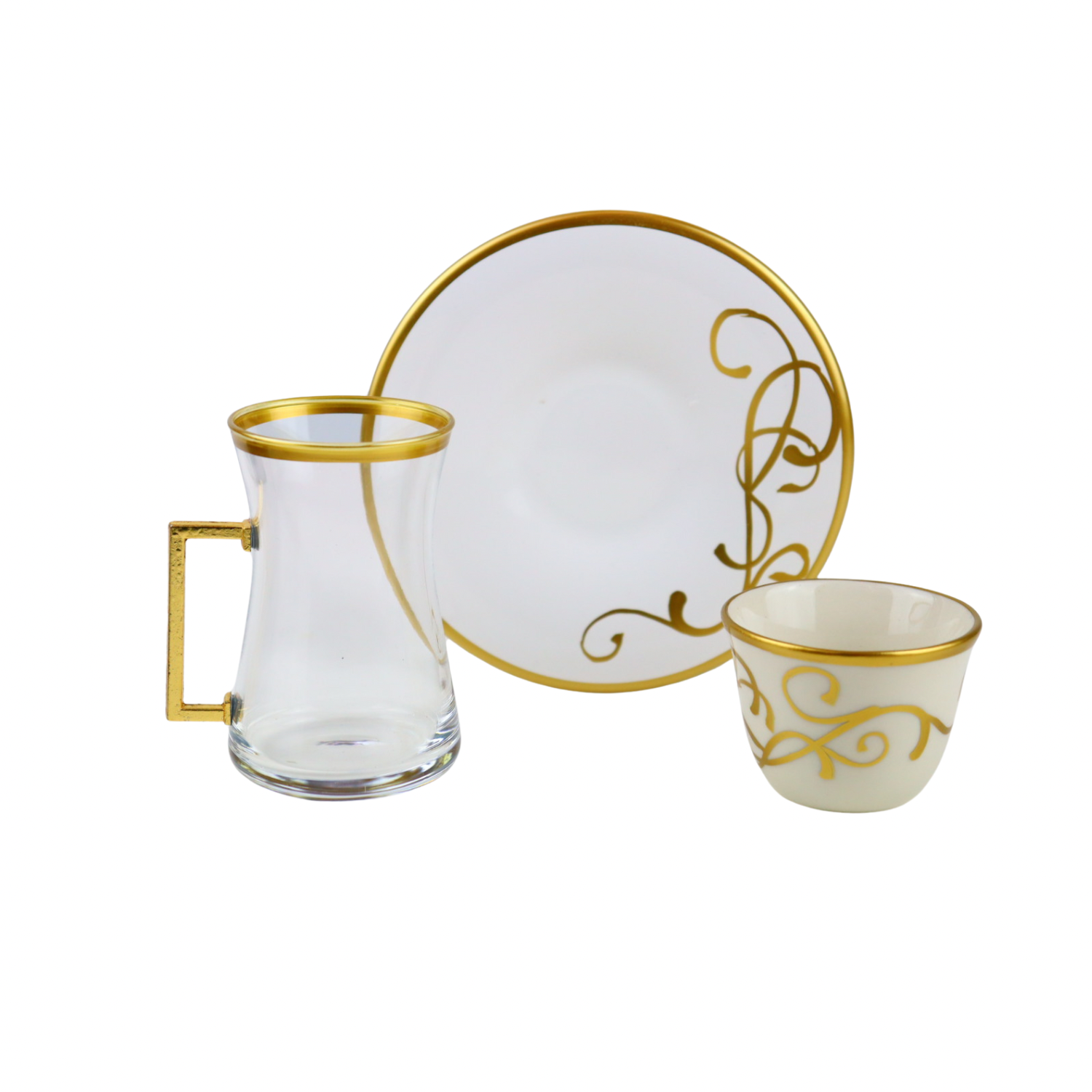 A set of 6-piece tea cups + 6 plates + 6 cups