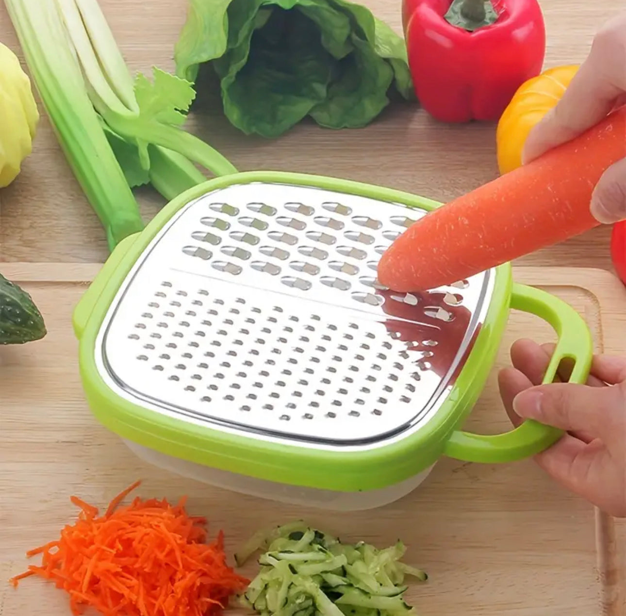 Stainless Steel Grater, Manual Vegetable Grater, Household Fruit Grater, Vegetable Cutter, Multi-Function Fruit Slicer, Cutter with Container, Potato Grater, Kitchen Gadgets, Kitchen Gadgets